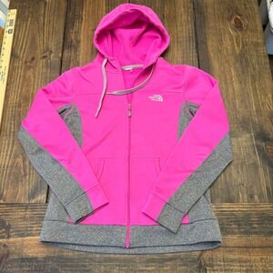The North Face Womens small Full Zip Hoodie‎ Jacket Pink Gray Activewear
